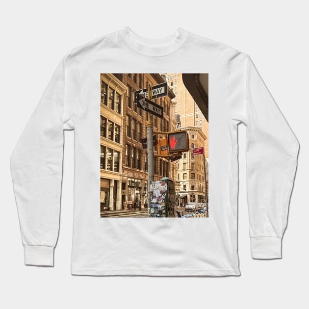 Manhattan Street Signs Manhattan NYC Long Sleeve T-Shirt by eleonoraingrid